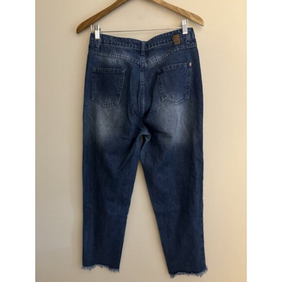 Ether Jeans Size 28/6 Mom Cut Ankle Raw Hem Medium Wash High Rise - Picture 8 of 11